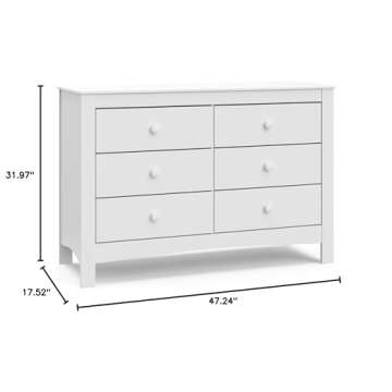 Graco Noah 6 Drawer Bedroom Dresser (White) – GREENGUARD Gold Certified Nursery Dresser for Kids Bedroom