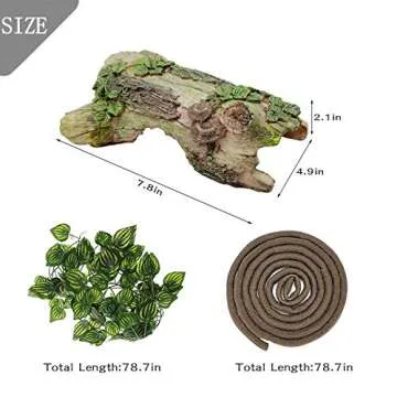PINVNBY Reptile Hollow Tree Trunk Decoration,Resin Lizard Hideouts Log Hideaway,Crested Gecko Habitat Cave Decor,Aquarium Decaying Trunk Driftwood Ornament for Bearded Dragon Snake Betta Spider(3Pcs)