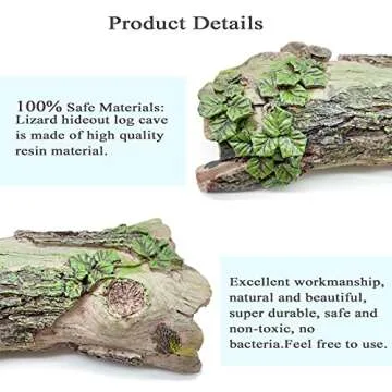 PINVNBY Reptile Hollow Tree Trunk Decoration,Resin Lizard Hideouts Log Hideaway,Crested Gecko Habitat Cave Decor,Aquarium Decaying Trunk Driftwood Ornament for Bearded Dragon Snake Betta Spider(3Pcs)