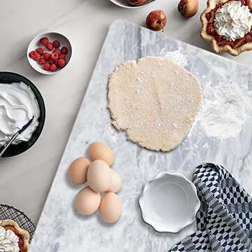 Diflart Natura Marble Stone Pastry Board for Kitchen, 16x20 Inch, Gray with White Veins, Marble Cutt...