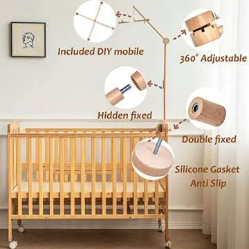 Lanttoe Wooden Crib Mobile Arm - Safe & Stylish Nursery Decor