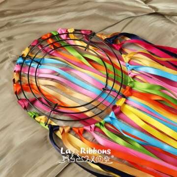 LaRibbons 10 Color 50Yards Solid Satin Ribbon,3/8" X 5 Yard/Roll Colorful Double Face Rainbow Ribbon for Crafts,Flower Bouquet,Gift Wrapping,Hair Bows,Birthday,Wedding Party Decoration