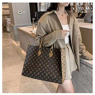 Women Luxury Leather Tote Bag for Work and Travel