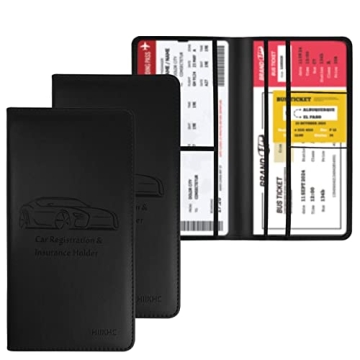 Car Registration and Insurance Card Holder - Leather Vehicle Glove Box Automobile Documents Paperwor...
