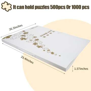 Callroon Puzzle Storage Folder 33.4x26.3 Inch, 20 Pockets, 1000 Pieces with Metal Binder; Puzzle Organization, DIY Art Painting Storage Christmas, Birthday