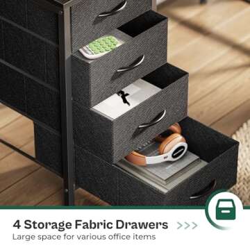 Huuger 47 Inch Computer Desk with Power Outlets and LED Lights, Gaming Desk with 4 Drawers, Office Desk with Monitor Stand, Study Desk Work Desk for Home Office, Small Spaces, Black