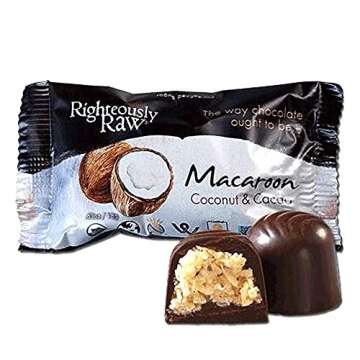 Righteously Raw Dark Chocolate Macaroons! Made with Pure Organic Dark Chocolate! Vegan, Kosher, Gluten-Free, Non-GMO, Dairy, Soy Free, with 5 Macaroons individually wrapped in each of the 3 pouches!