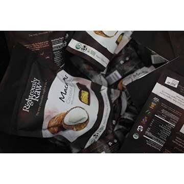 Righteously Raw Dark Chocolate Macaroons! Made with Pure Organic Dark Chocolate! Vegan, Kosher, Gluten-Free, Non-GMO, Dairy, Soy Free, with 5 Macaroons individually wrapped in each of the 3 pouches!