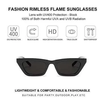 BOJOD Small Square Cat Eye sunglasses for women trendy retro skinny cool 90s sunglasses Black