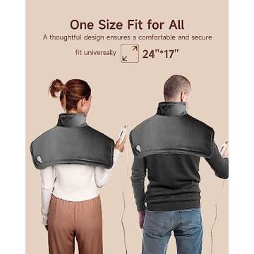 Heating Pad for Neck and Shoulder, ALLJOY 2.2lb Weighted Neck Shoulder Heating Pad Pain Relief, 3 Heat Settings, Auto-Off, Gifts for Dad Women Men Mom XL-24x17