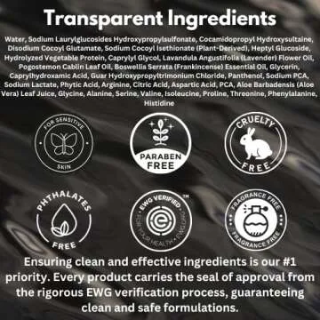 HygieneLab Men's Shampoo - EWG Verified Non-Toxic Formula, Fragrance-Free & Paraben-Free, Gentle Cleanse for All Hair Types, Premium Quality (10 fl oz)