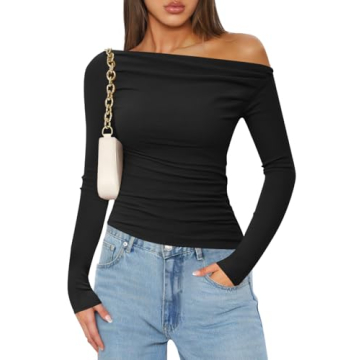 ZESICA Women's Off-Shoulder Long Sleeve Tops - Elegant & Versatile Blouse