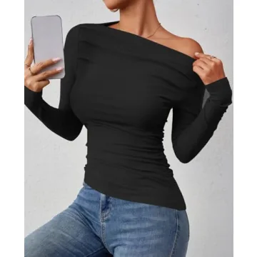 ZESICA Women's Off-Shoulder Long Sleeve Tops - Chic Blouse