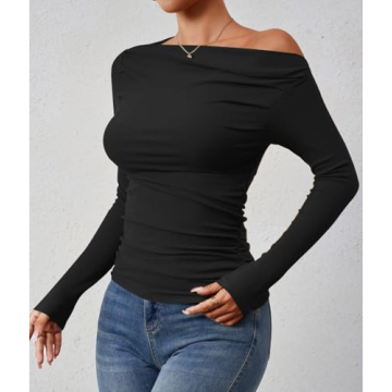 ZESICA Women's Off-Shoulder Long Sleeve Tops - Chic Blouse