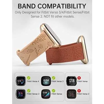 Floral Engraved Fitbit Bands for Women - Stylish & Comfortable