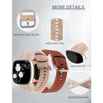 Floral Engraved Fitbit Bands for Women - Stylish & Comfortable