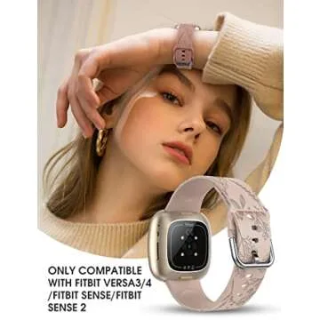 Floral Engraved Fitbit Bands for Women - Stylish & Comfortable