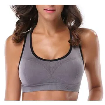 MIRITY Women Racerback Sports Bras - High Impact Workout Gym Activewear Bra Pack of 3 Color Black Grey Blue Size M