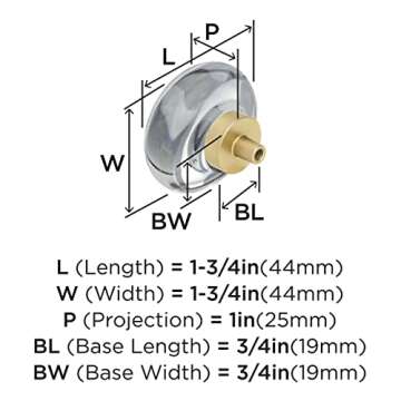 Amerock | Cabinet Knob | Clear/Golden Champagne | 1-3/4 inch (44 mm) Diameter | Glacio | 1 Pack | Drawer Knob | Cabinet Hardware