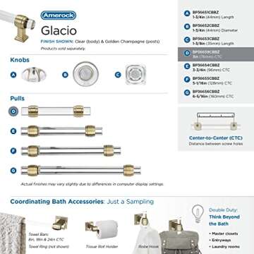 Amerock | Cabinet Knob | Clear/Golden Champagne | 1-3/4 inch (44 mm) Diameter | Glacio | 1 Pack | Drawer Knob | Cabinet Hardware