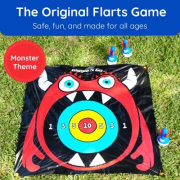 Giggle N Go Outdoor Games for Kids, Adults & Family - The Original Flarts Floor and Yard Darts Game ...