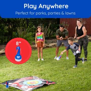 Giggle N Go Outdoor Games for Kids, Adults & Family - The Original Flarts Floor and Yard Darts Game with Inflatable Pins, Lawn Pegs and Mat - Monster Theme, Easter Basket Stuffers Gifts for Kids