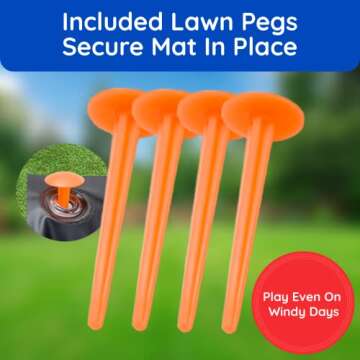 Giggle N Go Outdoor Games for Kids, Adults & Family - The Original Flarts Floor and Yard Darts Game with Inflatable Pins, Lawn Pegs and Mat - Monster Theme, Easter Basket Stuffers Gifts for Kids