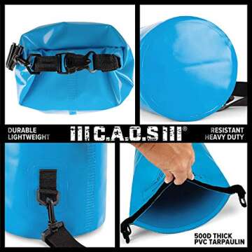 CAOS Kayak Dry Storage Bag - Waterproof PVC, Blue, 15L - Enjoy All Outdoor Water Sports with The Dry Pack Backpack for Boating