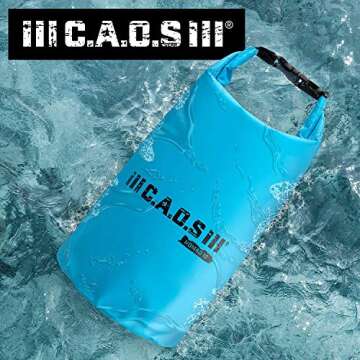 CAOS Kayak Dry Storage Bag - Waterproof PVC, Blue, 15L - Enjoy All Outdoor Water Sports with The Dry Pack Backpack for Boating