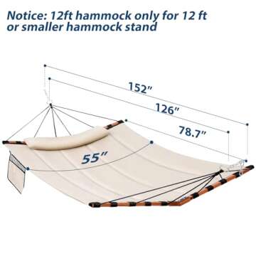 TegerDeger Large 2 Person Hammock - 450LB Capacity, Beige