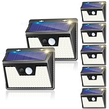 Solar Lights Outdoor 7 Pack - 140LED, 3 Modes Motion Sensor, Bright, Waterproof