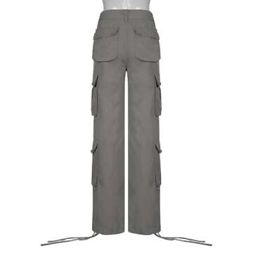 NCXFTP High Waist Cargo Pants for Women, Multiple Pocket Jogger Straight Wide Leg Baggy Parachute Pants Y2K