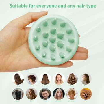 ATLRGISL Silicone Scalp Massager Hair Growth, Scalp Head Scrubber Exfoliator Shampoo Brush, Dandruff Removal Stimulator Wet Dry Oily Care Tool with Wall Hook, Mint Green