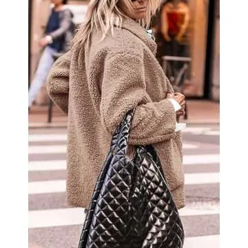 PRETTYGARDEN Women's Winter Faux Fur Coats Long Sleeve Lapel Button Down Pockets Fleece Sherpa Jacket Casual Trendy Outerwear (Camel,Small)