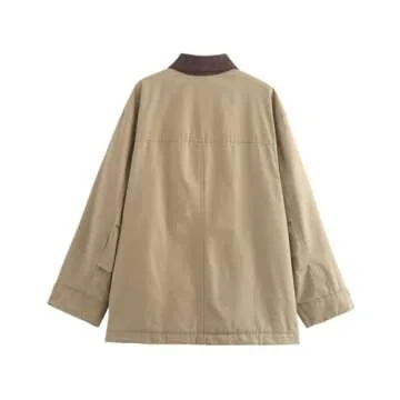 Yimoon Oversized Barn Jacket for Women Corduroy Lapel Collar Button Down Casual Canvas Jacket Outwea...