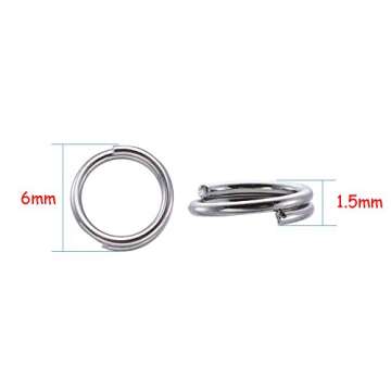 Kissitty 500pcs 6/25 Inch Diameter Stainless Steel Double Loops Split Open Jump Rings 1.5mm Thick Connectors Chainmail Making Jewelry Findings