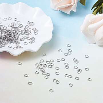 Kissitty 500pcs 6/25 Inch Diameter Stainless Steel Double Loops Split Open Jump Rings 1.5mm Thick Connectors Chainmail Making Jewelry Findings