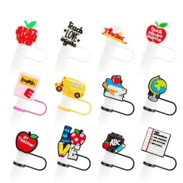 Adorable Silicone Straw Caps | 12-Piece Set | 10mm | Perfect for Stanley Tumblers | Reusable & Fun D...