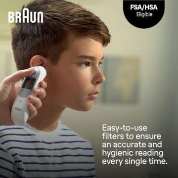 Braun ThermoScan Lens Filters for Ear Thermometer, Disposable Covers, Clear, 40 Count, FSA and HSA Eligible