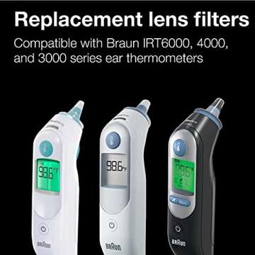 Braun ThermoScan Lens Filters for Ear Thermometer, Disposable Covers, Clear, 40 Count, FSA and HSA Eligible