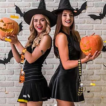 Patelai 54 Pcs Hand Sanitizer Holder Keychain Wristlet Set 1oz Empty Travel Bottle Portable Keychain Holder (Halloween Style)