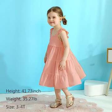 YOUNGER TREE Toddler Girl Baby Sleeveless Dresses Smocking Casual Dress (3-4T, Pink)