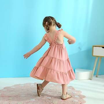 YOUNGER TREE Toddler Girl Baby Sleeveless Dresses Smocking Casual Dress (3-4T, Pink)