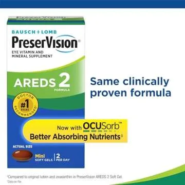 PreserVision AREDS 2 Eye Vitamin & Mineral Supplement, Contains Lutein, Vitamin C, Zeaxanthin, Zinc ...