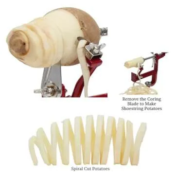 Johnny Apple Peeler, Heavy Duty Cast Iron Peeler with Stainless Steel Corer Slicer and Peeler Blades and a Strong Clamp Base, Apple Pie or Apple Crisp Maker
