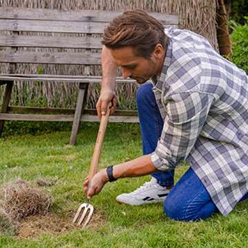 Berry&Bird Gardening Hand Fork, 22.6 Inches Long Handled Stainless Steel Weed Fork, Traditional Gard...