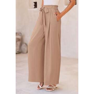 PRETTYGARDEN Women's Wide Leg Work Pants Business Casual High Waisted Loose Palazzo Trouser Summer Clothes (Camel,XX-Large)