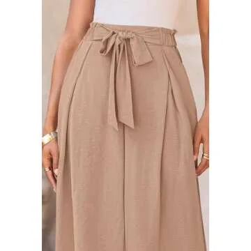 PRETTYGARDEN Women's Wide Leg Work Pants Business Casual High Waisted Loose Palazzo Trouser Summer Clothes (Camel,XX-Large)
