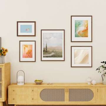 Fun Memories 11x14 Oak Picture Frame for Wall, 11x14 Frame with Matted to 8x10, Solid Wood Poster Fr...