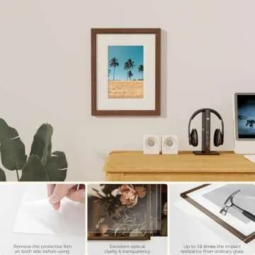 Fun Memories 11x14 Oak Picture Frame for Wall, 11x14 Frame with Matted to 8x10, Solid Wood Poster Frames for Wall Art Photo and Prints (Walnut, 1 Pack)